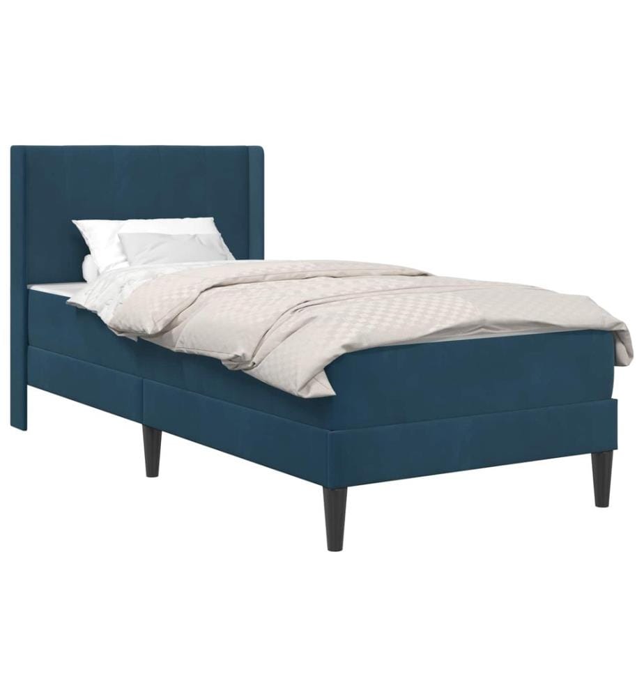 Bettgestell mit Matratze mit Kopfteil Blau 100 x 200 cm Samt