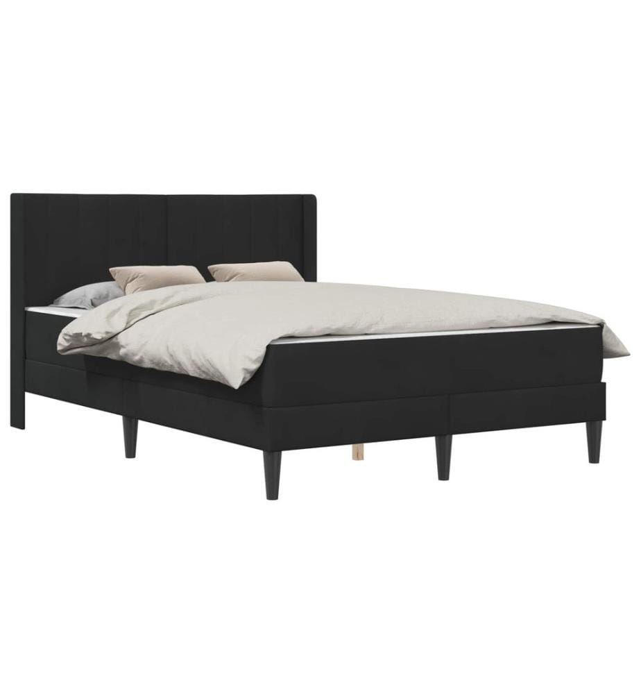 Bettgestell mit Matratze mit Kopfteil Schwarz 120 x 190 cm Samt