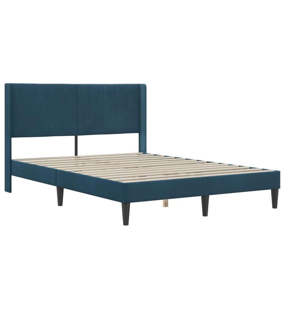 Bettgestell mit Matratze mit Kopfteil Blau 120 x 190 cm Samt