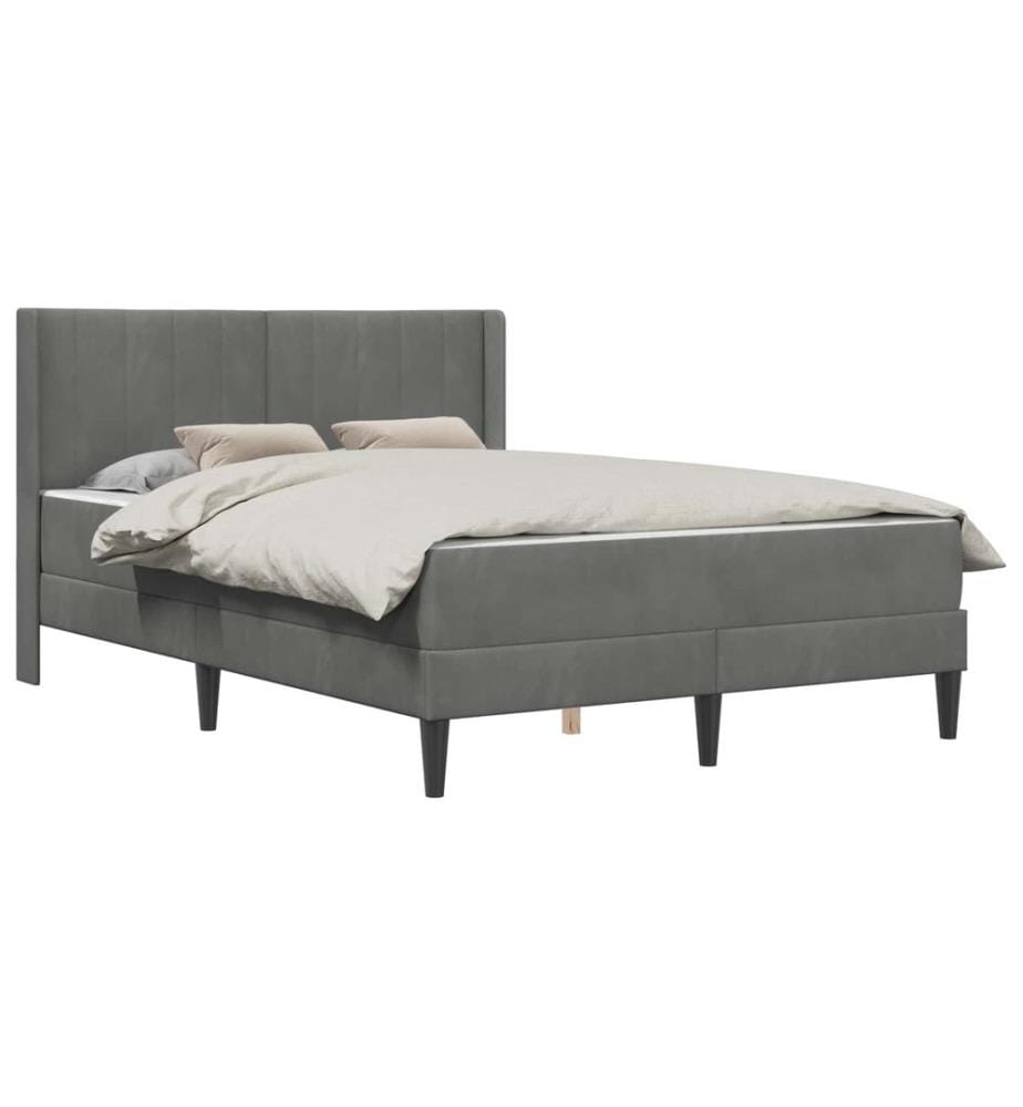 Bettgestell mit Matratze Dunkelgrau 140 x 190 cm Samt