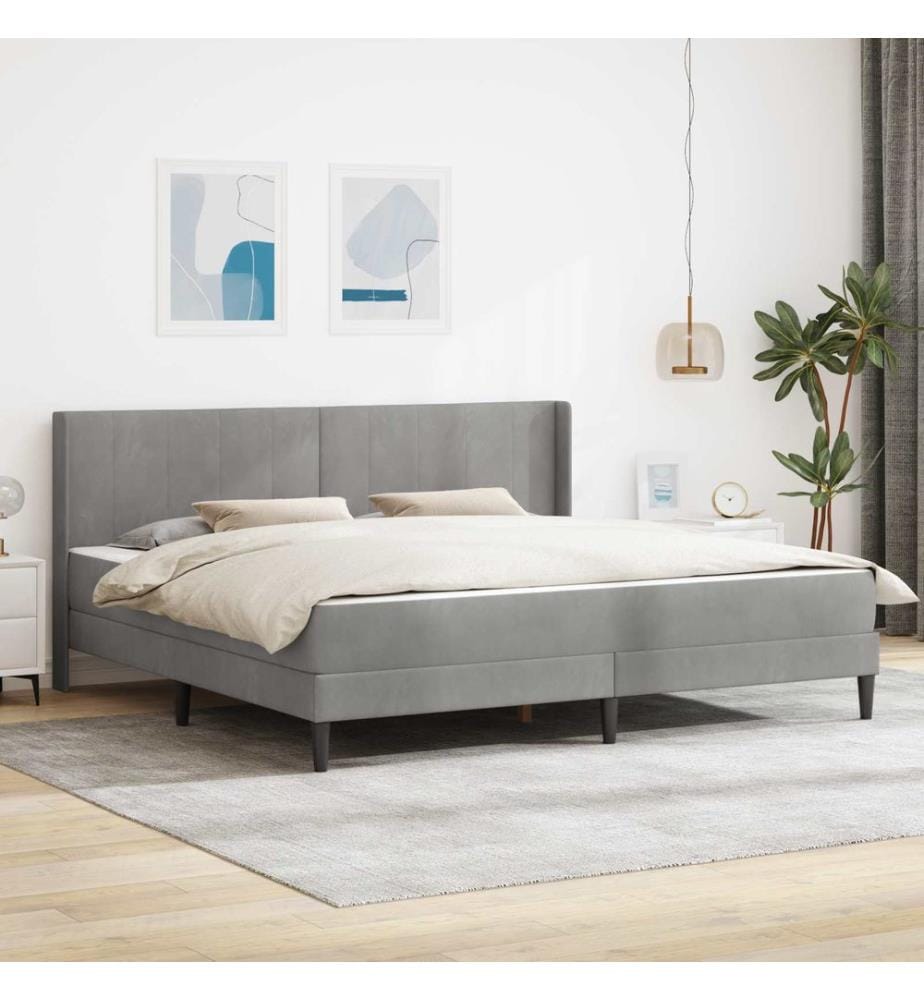 Cadre de lit avec matelas Gris clair 180 x 200 cm Velours