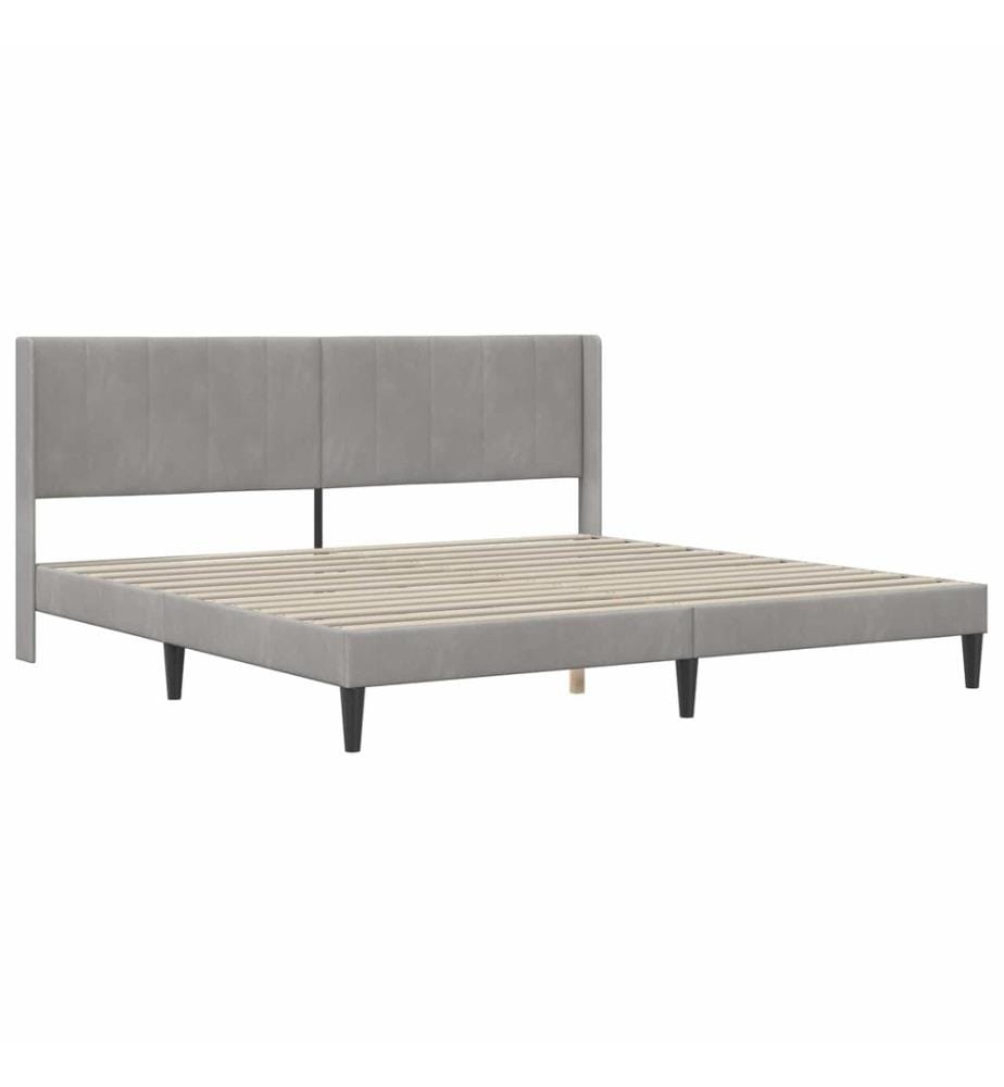 Cadre de lit avec matelas Gris clair 180 x 200 cm Velours