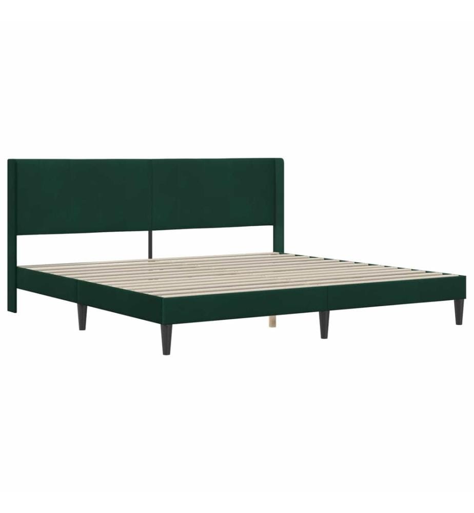 Cadre de lit avec matelas Vert foncé 180 x 200 cm Velours