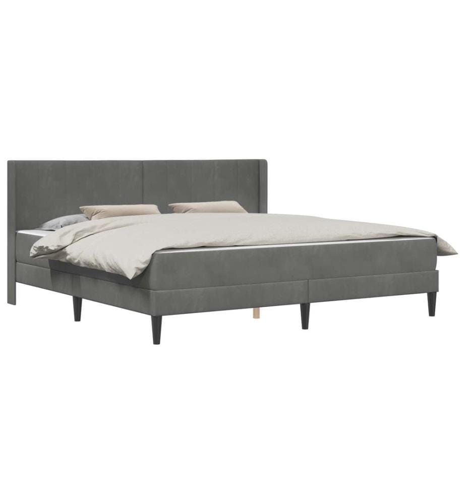 Bettgestell mit Matratze Dunkelgrau 200 x 200 cm Samt