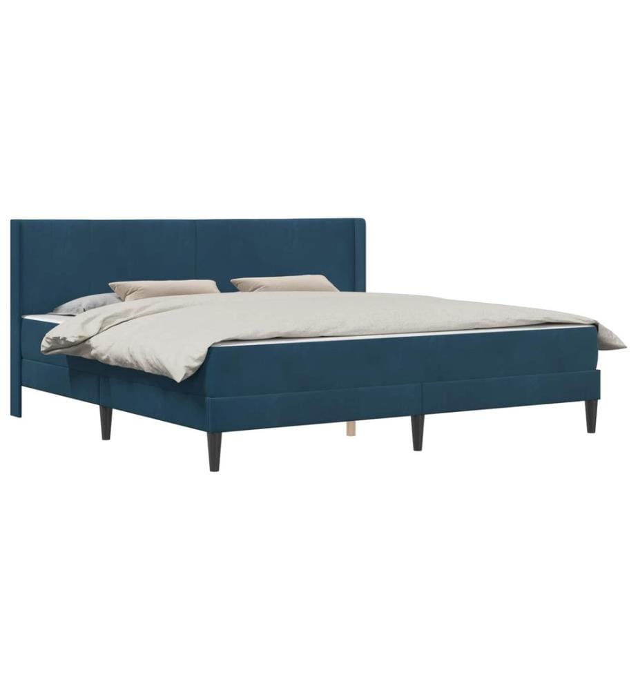 Bettgestell mit Matratze mit Kopfteil Blau 200 x 200 cm Samt