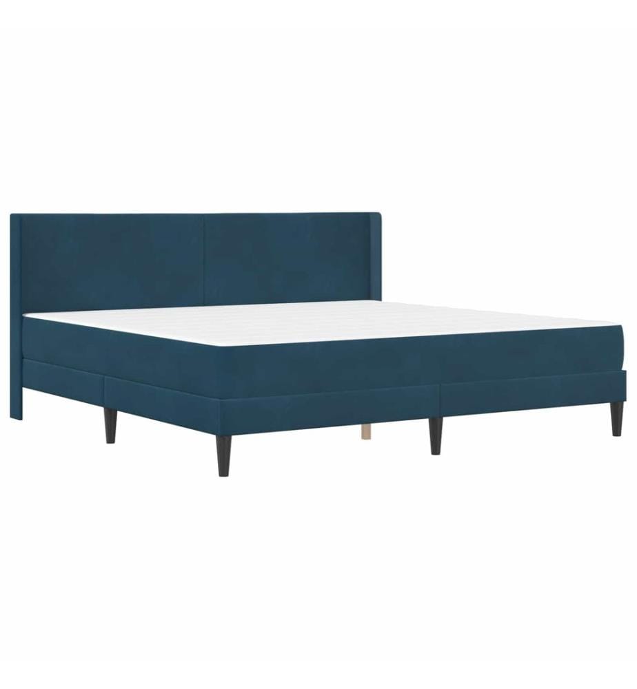 Bettgestell mit Matratze mit Kopfteil Blau 200 x 200 cm Samt