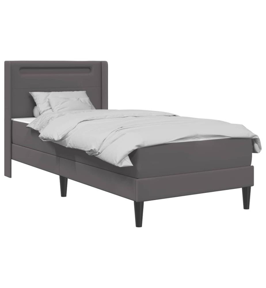 Cadre de lit avec matelas Gris 90 x 190 cm Simili cuir