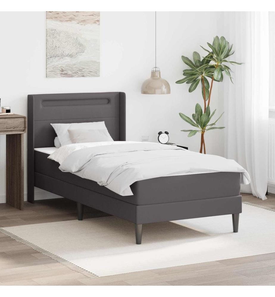Cadre de lit avec matelas Gris 90 x 200 cm Simili cuir
