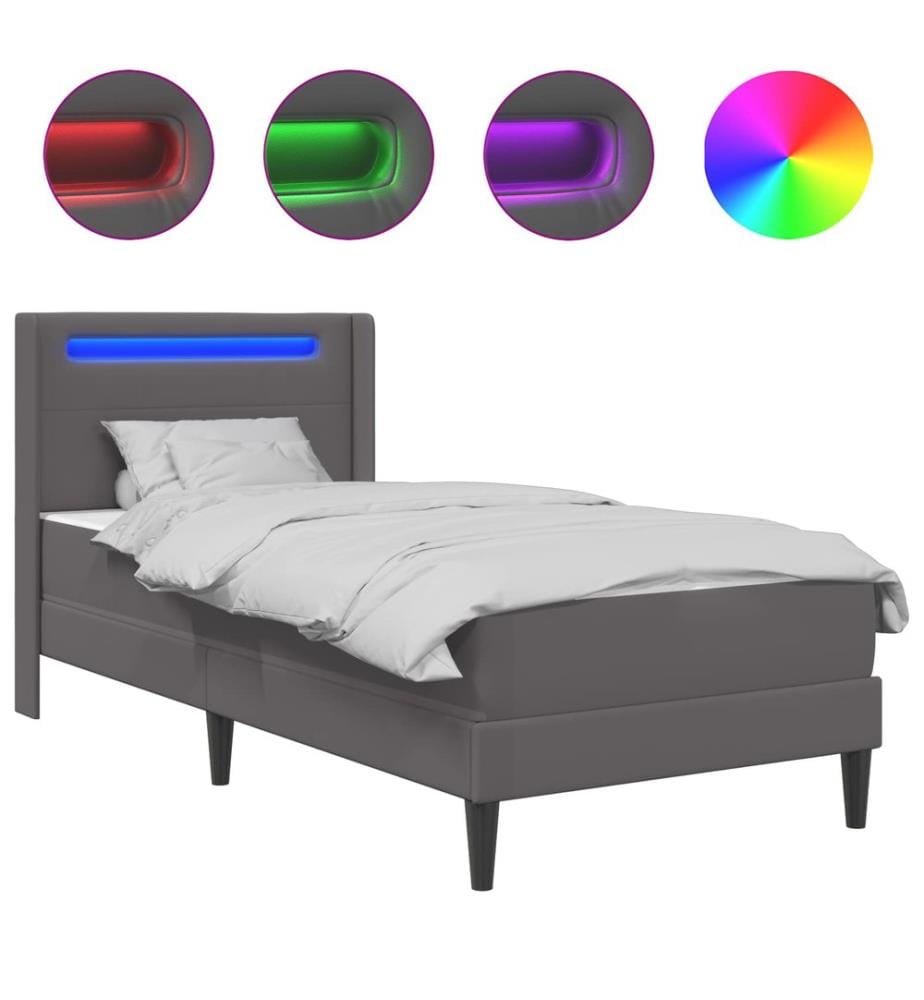 Cadre de lit avec matelas Gris 90 x 200 cm Simili cuir