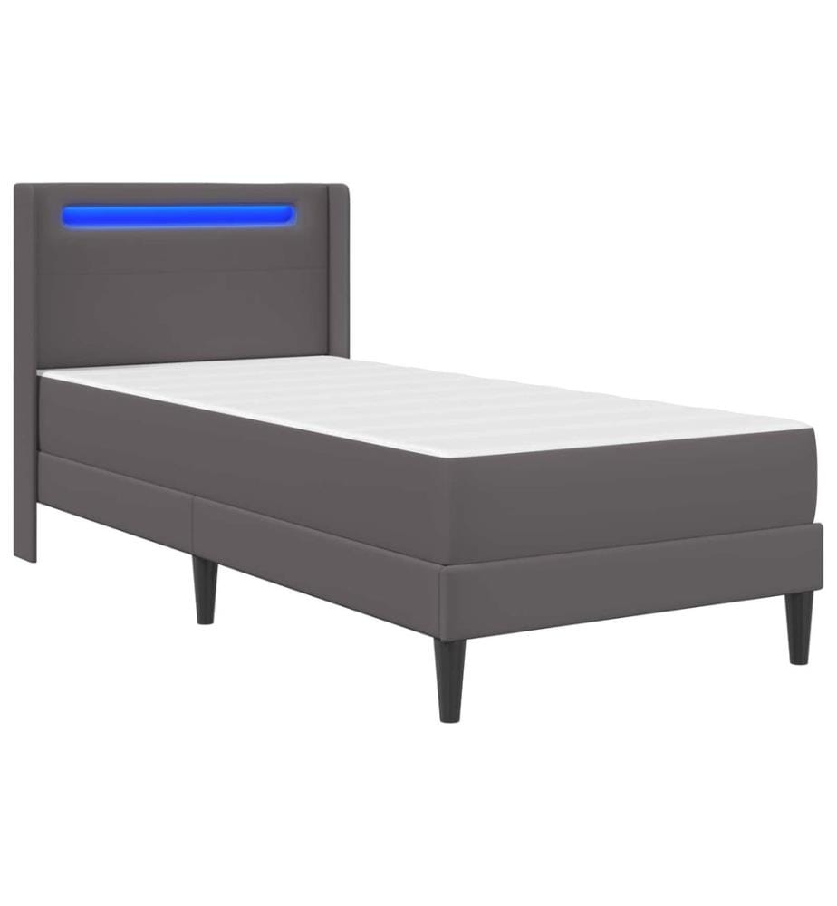 Cadre de lit avec matelas Gris 90 x 200 cm Simili cuir