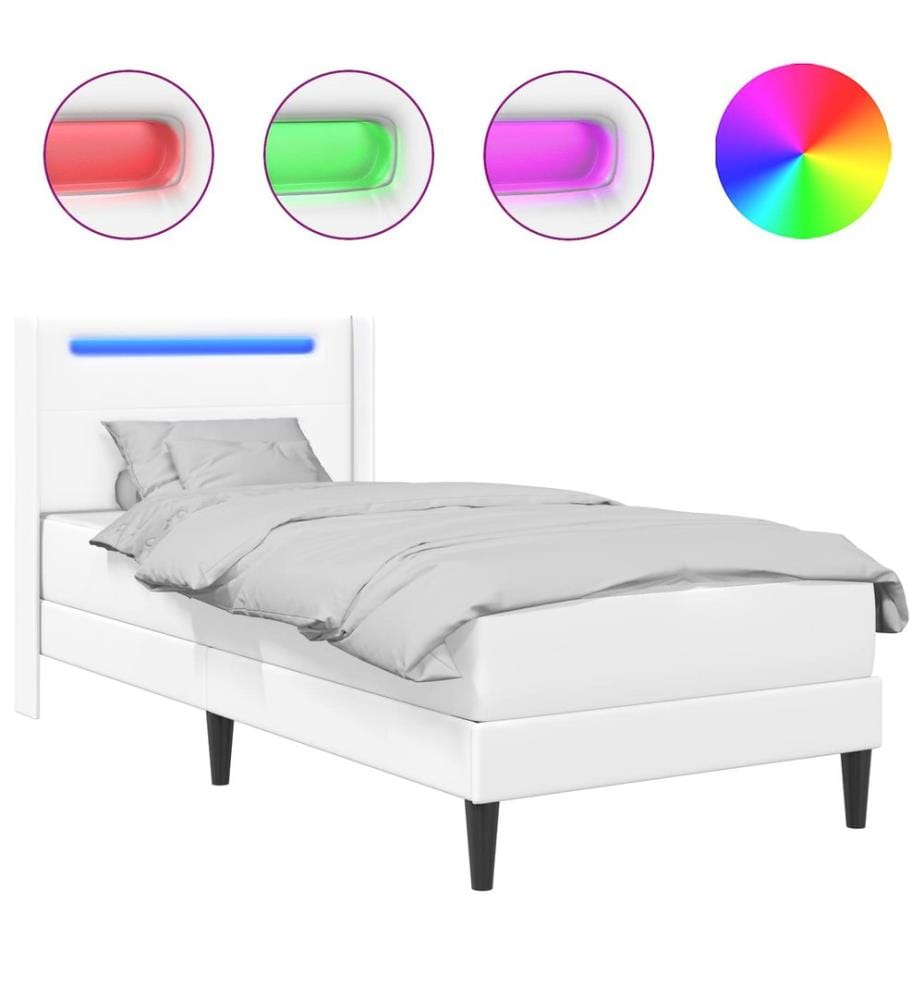 Cadre de lit avec matelas Blanc 90 x 200 cm Simili cuir