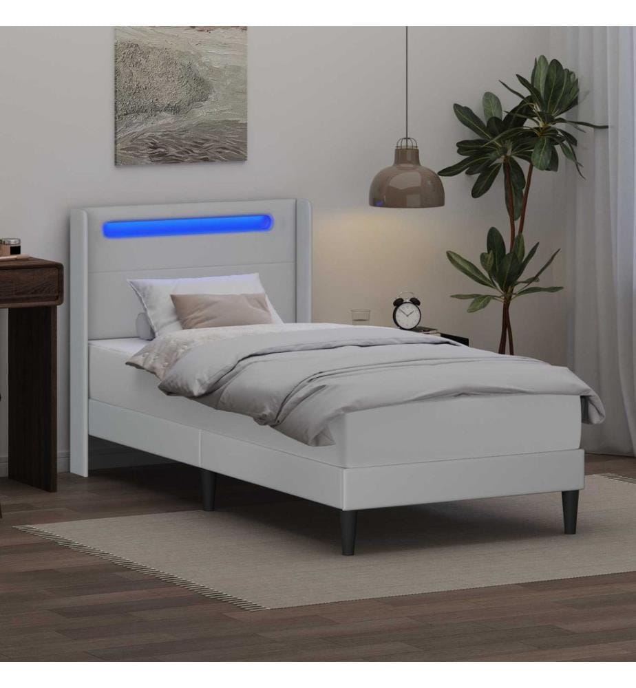 Cadre de lit avec matelas Blanc 90 x 200 cm Simili cuir