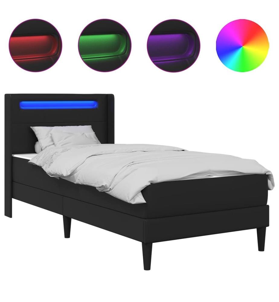 Cadre de lit avec matelas Noir 100 x 200 cm Simili cuir