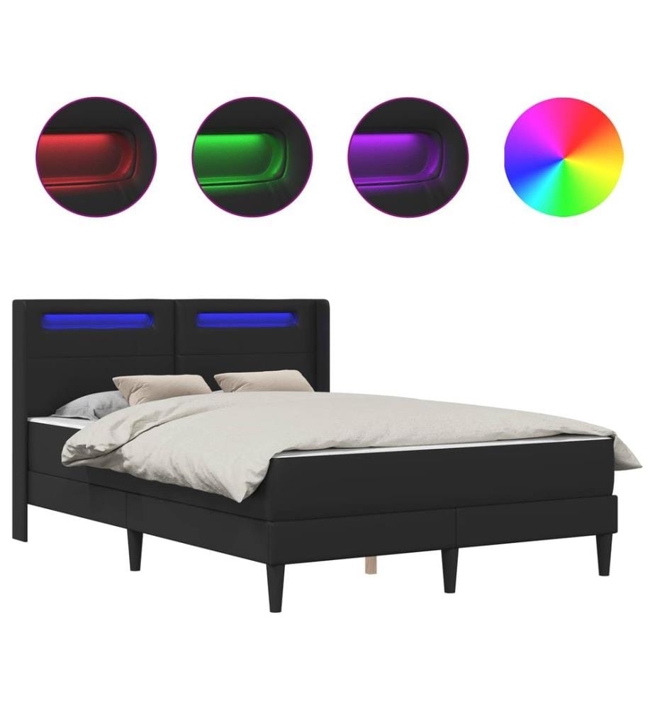 Cadre de lit avec matelas Noir 120 x 190 cm Simili cuir