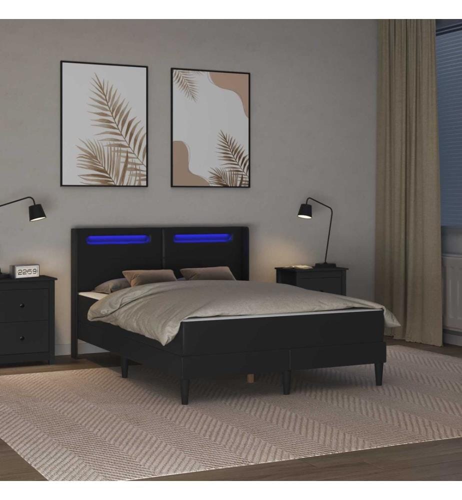 Cadre de lit avec matelas Noir 120 x 190 cm Simili cuir