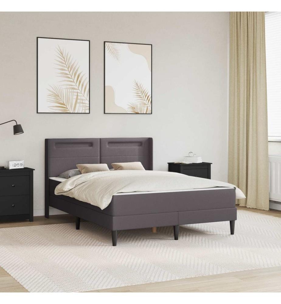 Cadre de lit avec matelas Gris 120 x 200 cm Simili cuir