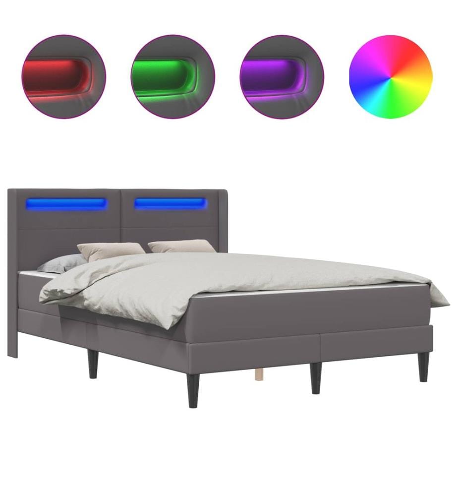 Cadre de lit avec matelas Gris 120 x 200 cm Simili cuir