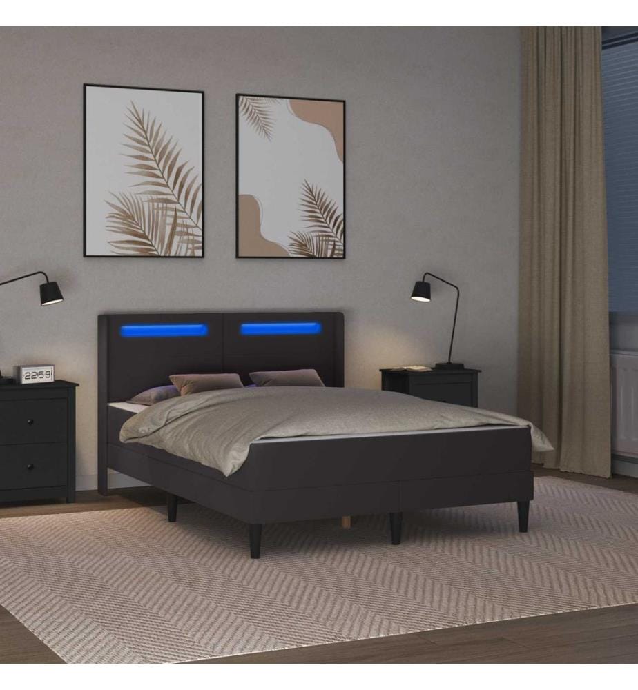 Cadre de lit avec matelas Gris 120 x 200 cm Simili cuir