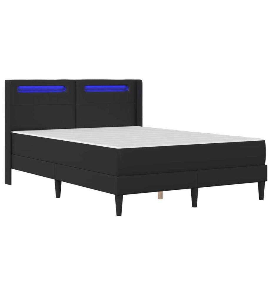 Bed Frame with Mattress Black 140x190 cm Faux Leather
