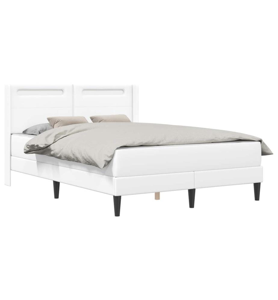 Cadre de lit avec matelas Blanc 140 x 190 cm Simili cuir