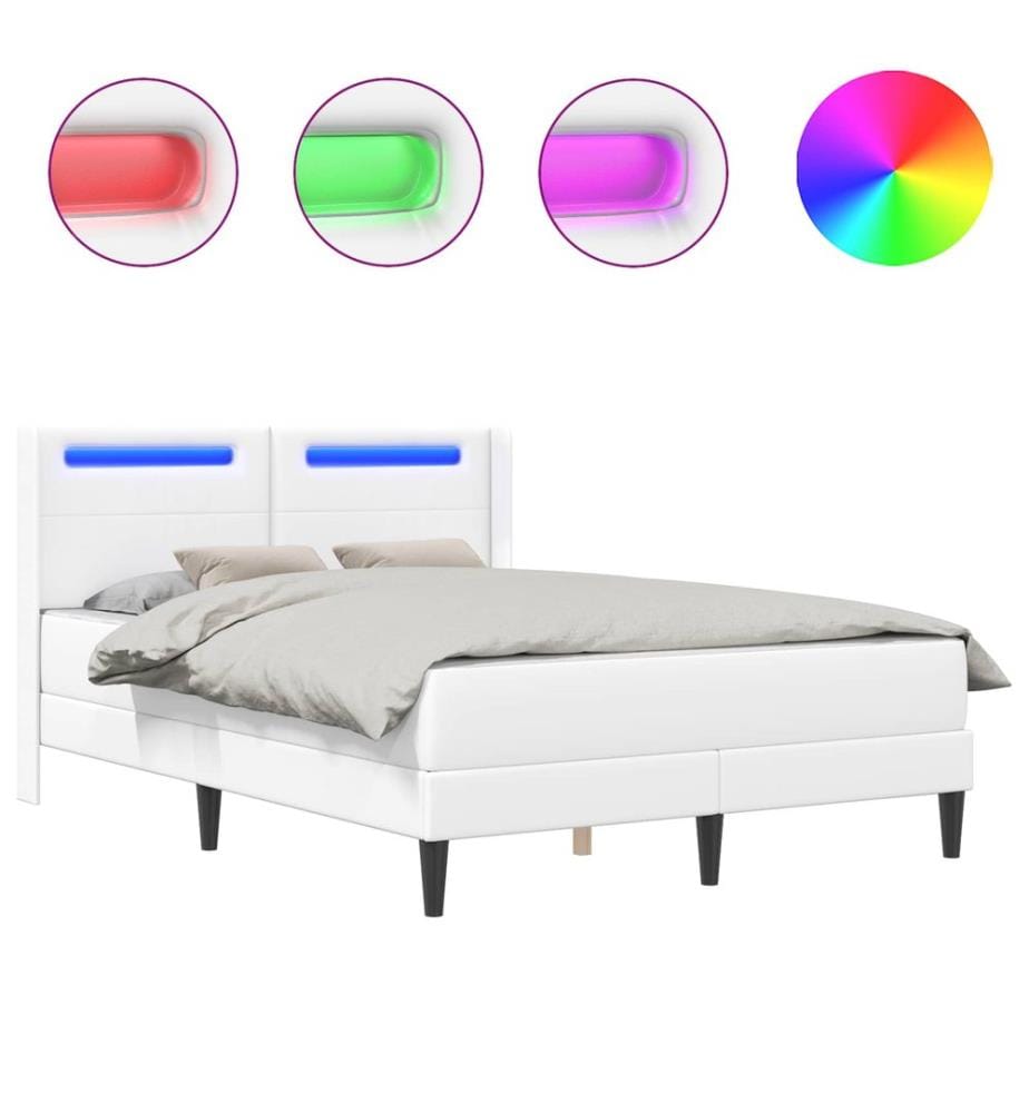 Cadre de lit avec matelas Blanc 140 x 190 cm Simili cuir
