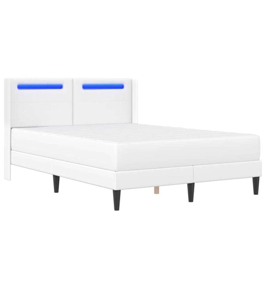 Cadre de lit avec matelas Blanc 140 x 190 cm Simili cuir