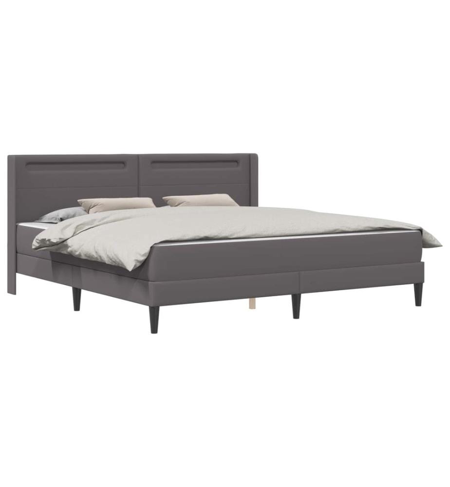 Cadre de lit avec matelas Gris 180 x 200 cm Simili cuir
