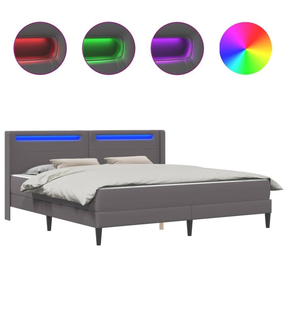 Cadre de lit avec matelas Gris 180 x 200 cm Simili cuir