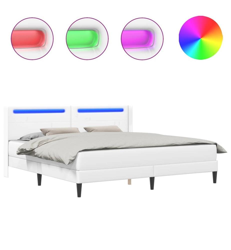 Cadre de lit avec matelas Blanc 180 x 200 cm Simili cuir