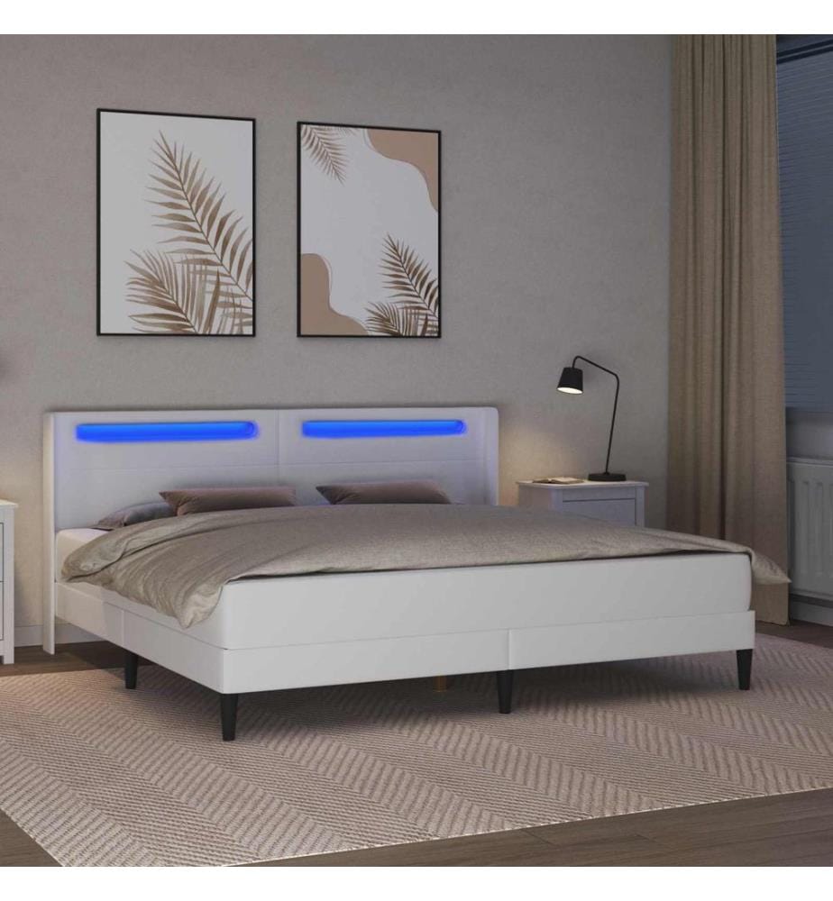 Cadre de lit avec matelas Blanc 180 x 200 cm Simili cuir