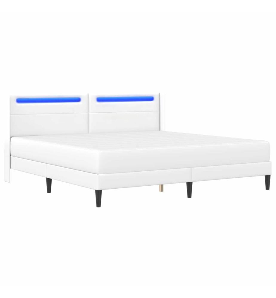 Cadre de lit avec matelas Blanc 180 x 200 cm Simili cuir