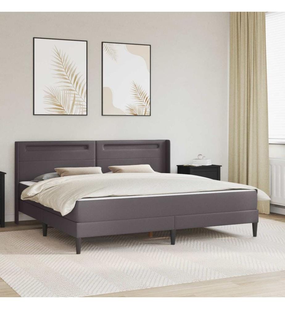 Cadre de lit avec matelas Gris 200 x 200 cm Simili cuir