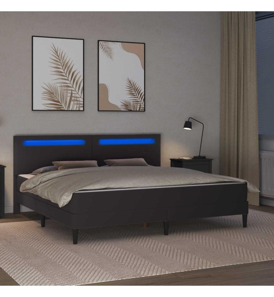 Cadre de lit avec matelas Gris 200 x 200 cm Simili cuir