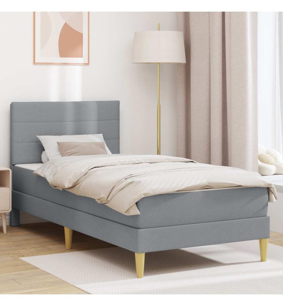 Bed frame Light gray 90 x 190 cm Polyester