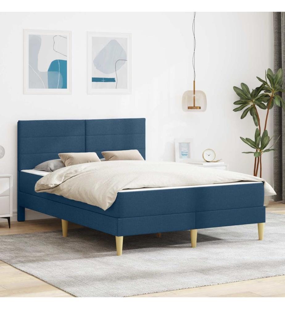 Cadre de lit Bleu 140 x 190 cm Polyester