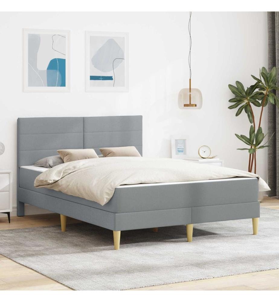 Bed frame Light grey 160 x 200 cm Polyester