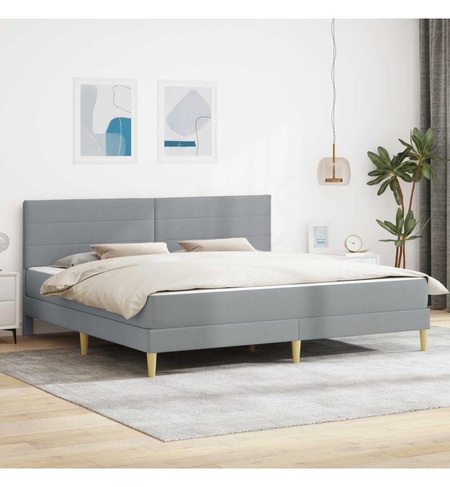 Bed frame Light grey 200 x 200 cm Polyester