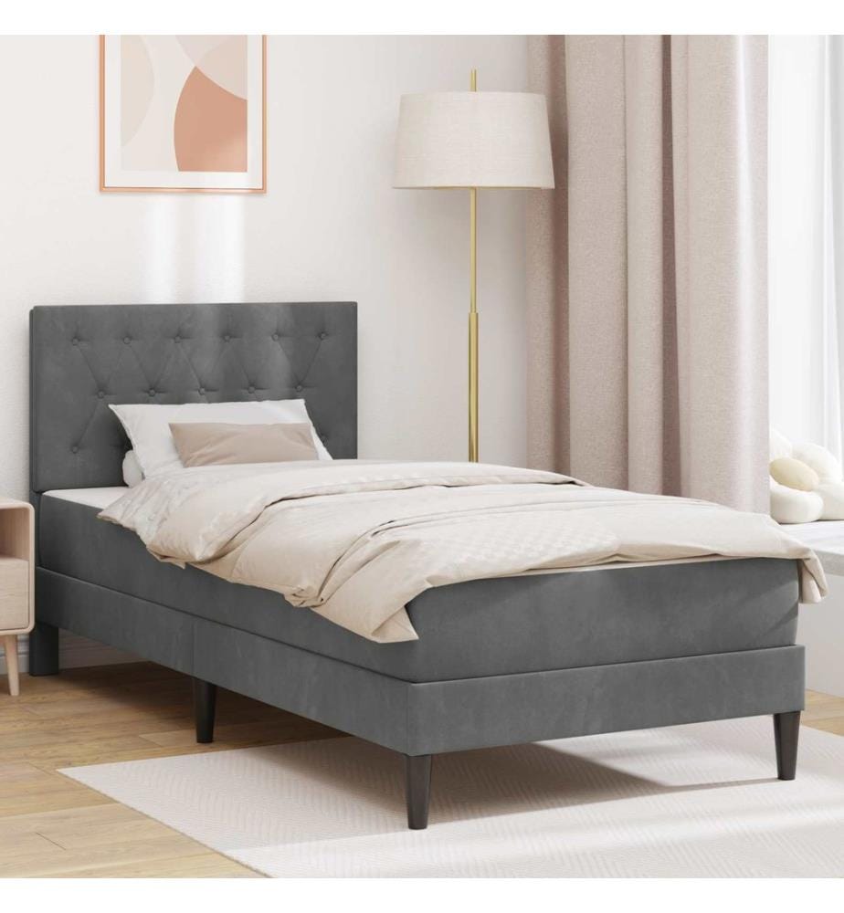 Bettgestell mit Matratze Dunkelgrau 80 x 200 cm Samt