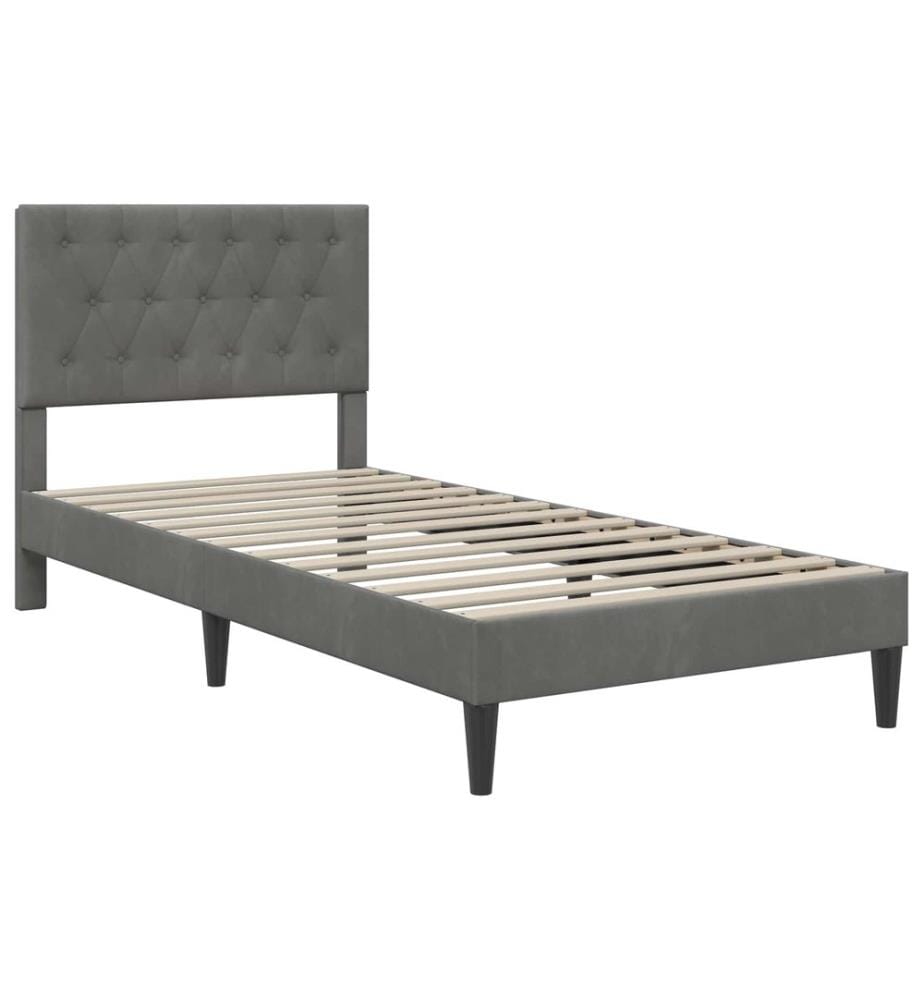 Bettgestell mit Matratze Dunkelgrau 80 x 200 cm Samt