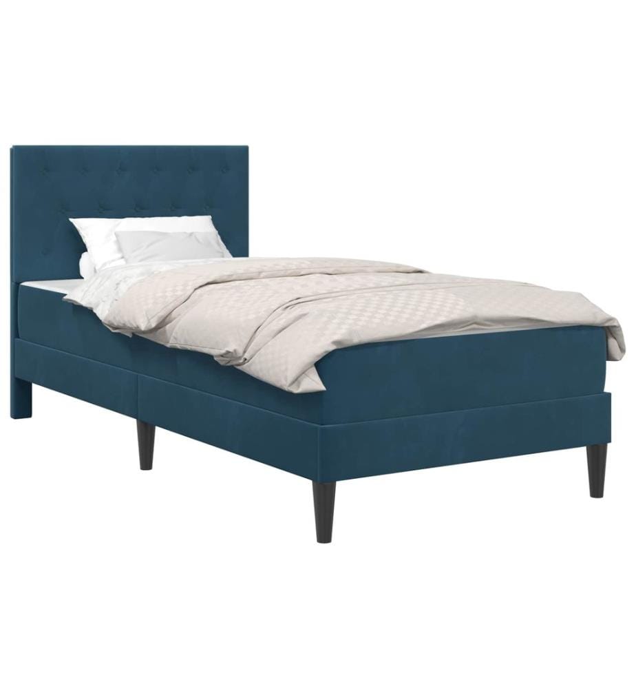 Bettgestell mit Matratze mit Kopfteil Blau 80 x 200 cm Samt