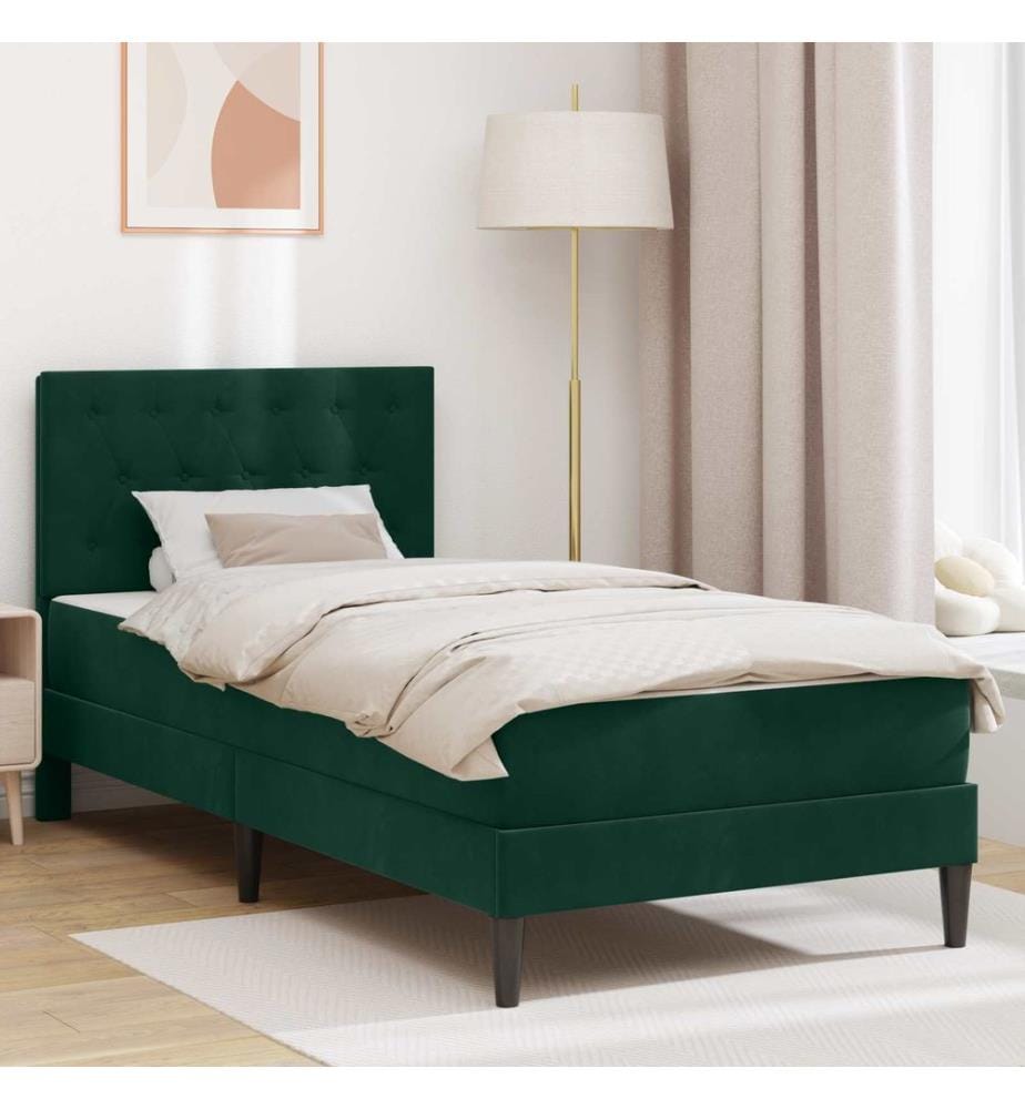 Bettgestell mit Matratze Dunkelgrün 90 x 200 cm Samt