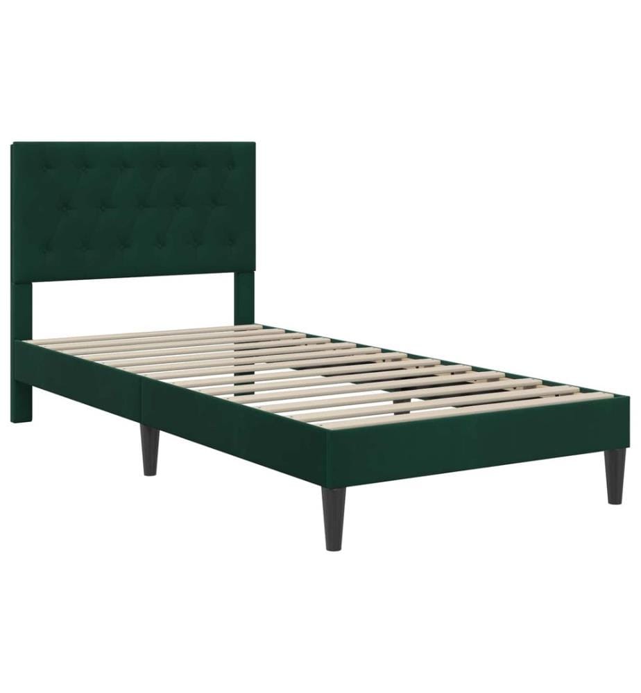 Bettgestell mit Matratze Dunkelgrün 90 x 200 cm Samt