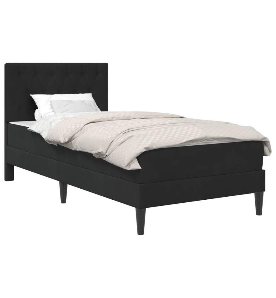 Bettgestell mit Matratze mit Kopfteil Schwarz 100 x 200 cm Samt