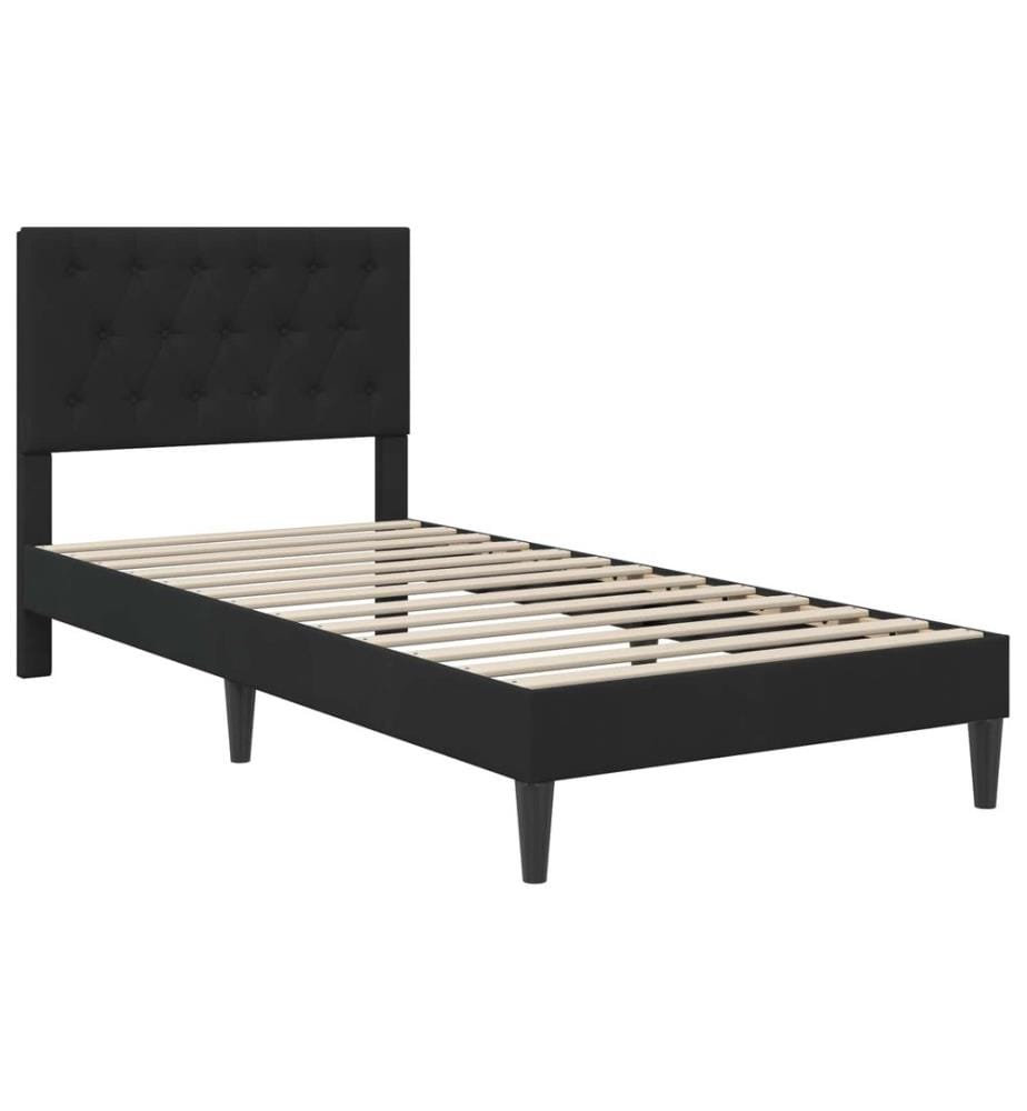 Bettgestell mit Matratze mit Kopfteil Schwarz 100 x 200 cm Samt