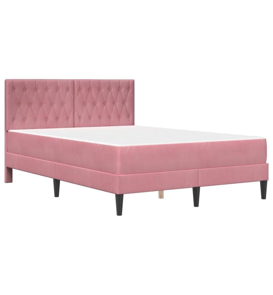 Bettgestell mit Matratze mit Kopfteil Rosa 140 x 200 cm Samt