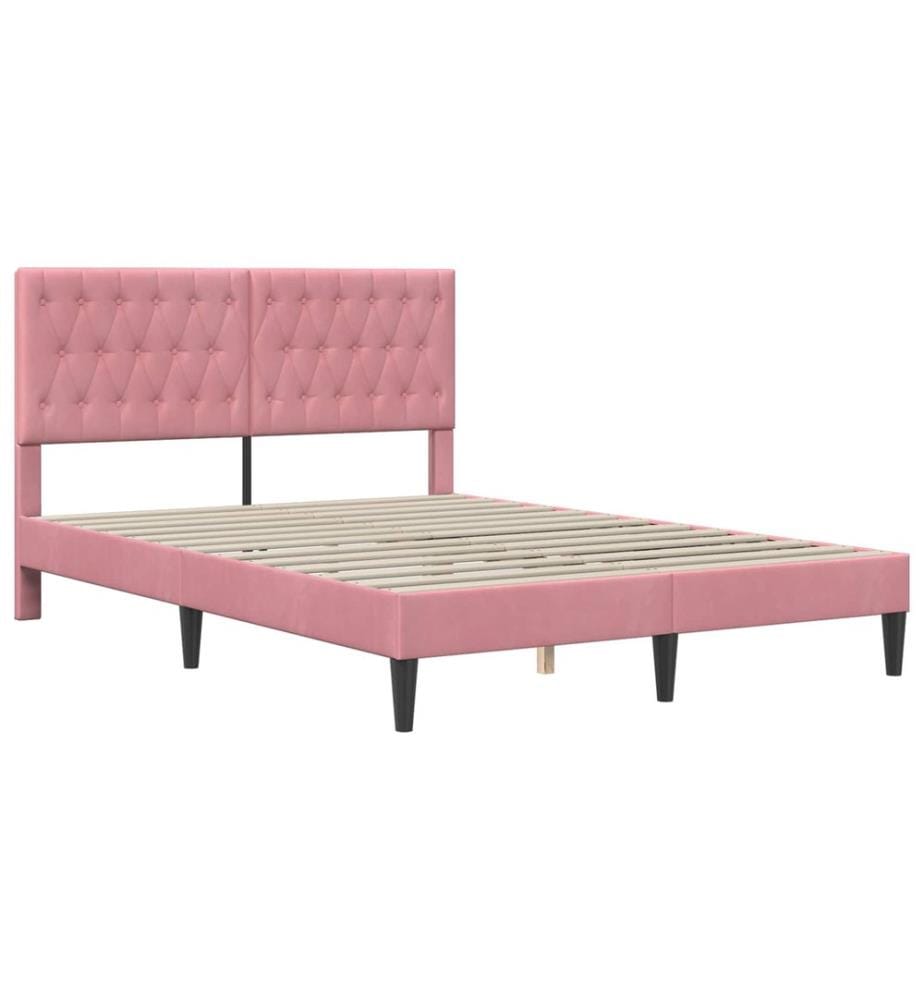 Bettgestell mit Matratze mit Kopfteil Rosa 140 x 200 cm Samt