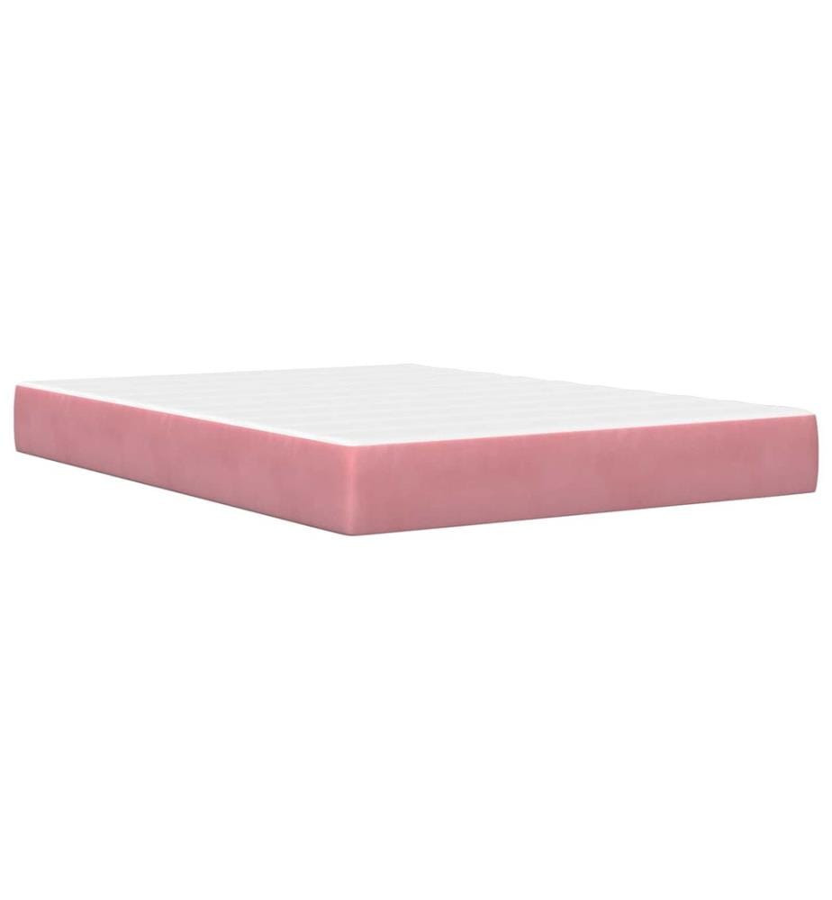 Bettgestell mit Matratze mit Kopfteil Rosa 140 x 200 cm Samt