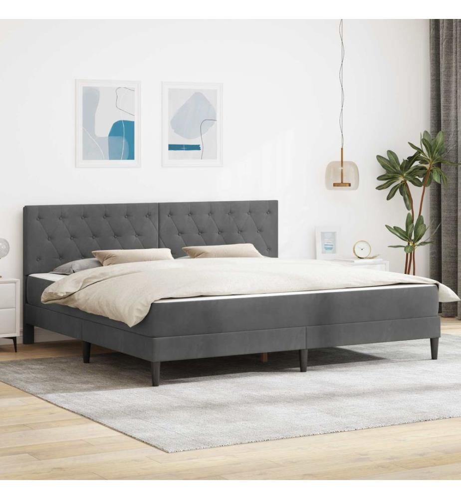 Bettgestell mit Matratze Dunkelgrau 180 x 200 cm Samt