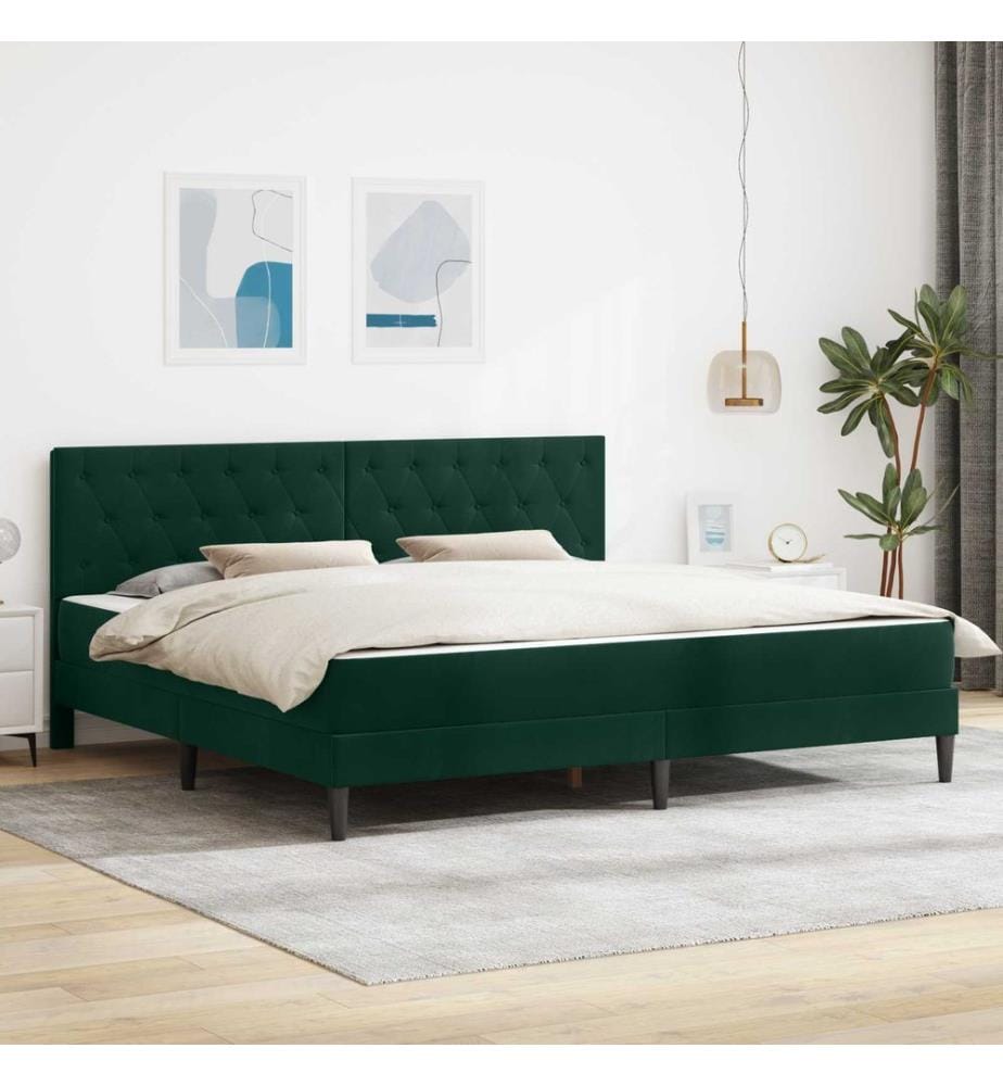 Bettgestell mit Matratze Dunkelgrün 180 x 200 cm Samt