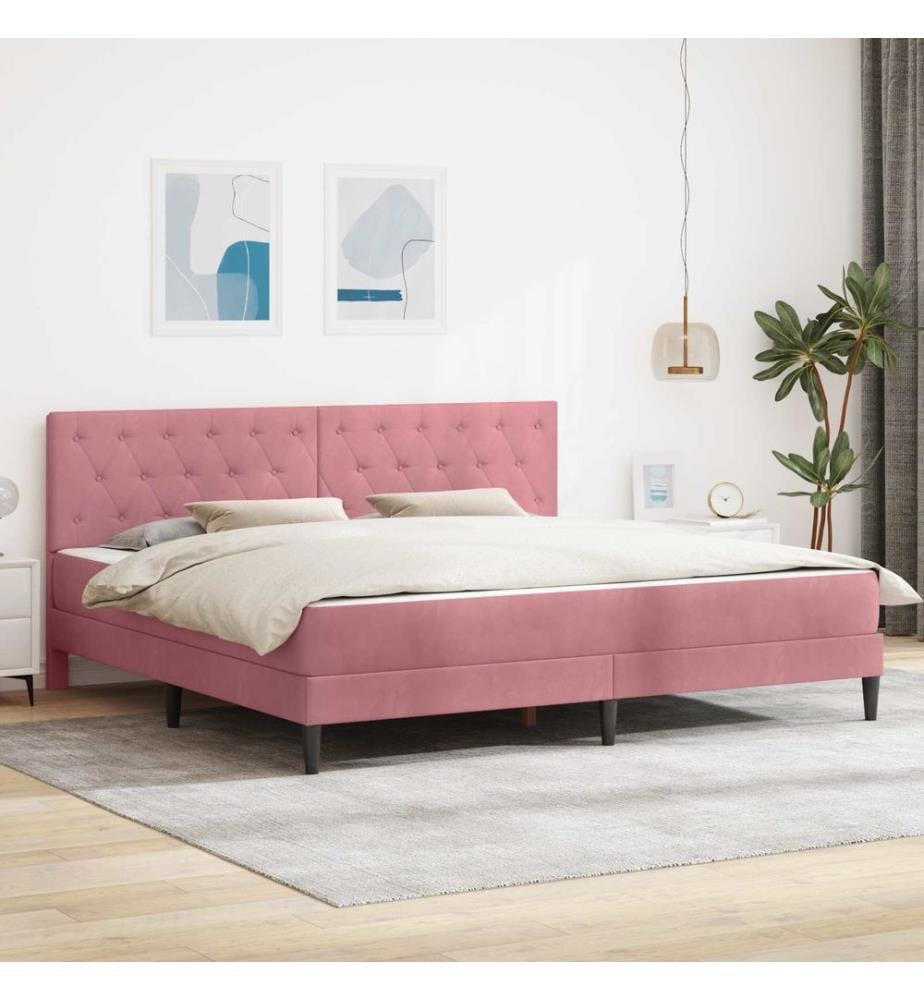 Bettgestell mit Matratze mit Kopfteil Rosa 180 x 200 cm Samt